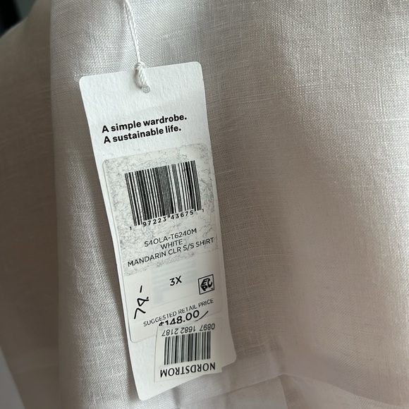 New Eileen Fisher Handkerchief Linen Band Collar Short-Sleeve Shirt Size 3X - Picture 7 of 7